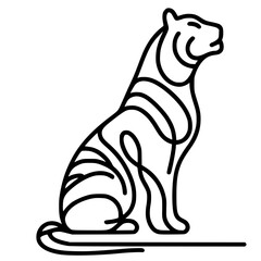 Tiger silhouette one line art vector design