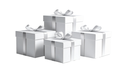A white gift box with a red ribbon and bow for a Christmas present surprise celebration