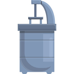 Industrial Metal Machine With Lever Arm and Cylindrical Base In Light Blue Hue Isolated On White Background For Manufacturing Or Processing Applications