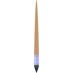 Illustration of a paintbrush with a light brown handle and a dark tip on a white background