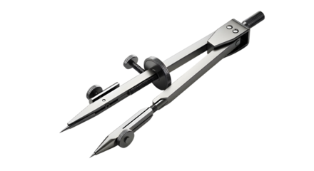 Metal compass precision drawing tool isolated PNG with Transparent Background