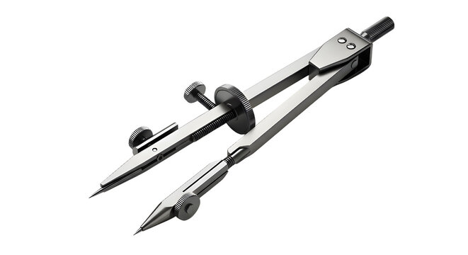 Metal compass precision drawing tool isolated PNG with Transparent Background