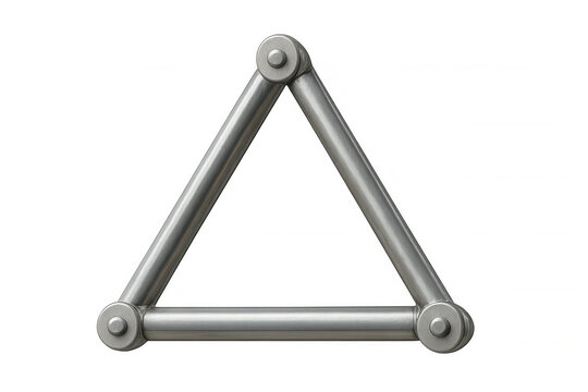Metal triangular structure displaying strength, engineering, and architectural connections on transparent background