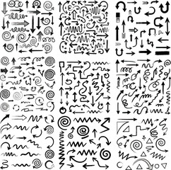 Obraz premium Large Collection of Hand Drawn Arrow Doodles.