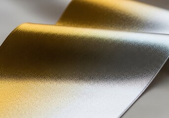 Sinuous golden fabric ribbon, soft texture and chromatic transitions