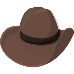 Brown Cowboy Hat Icon with Dark Band Isolated on Transparent Background Pixel Art Style Detailed Vector