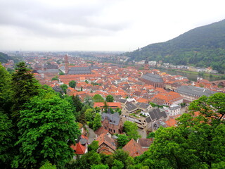 Obraz premium Panoramic View of Heidelberg Old Town and the Neckar River, Germany