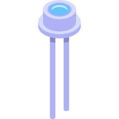 Isometric Icon Of A Light Emitting Diode Electronic Component With Two Pins On A White Background