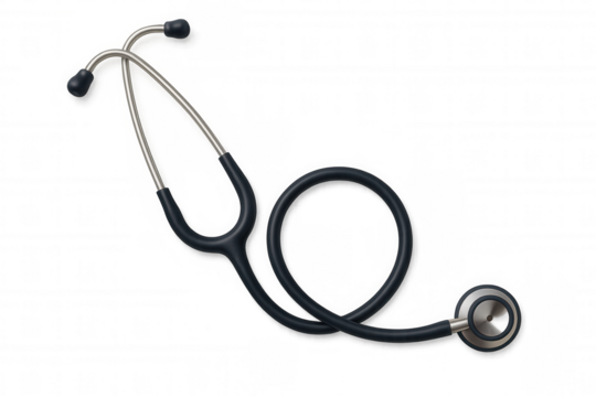 Stethoscope for medical examination, doctor health checkup, cardiology equipment, diagnosing healthcare, transparent background