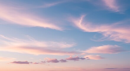 Fototapeta premium Soft pastel sky with delicate clouds ethereal atmosphere serene background