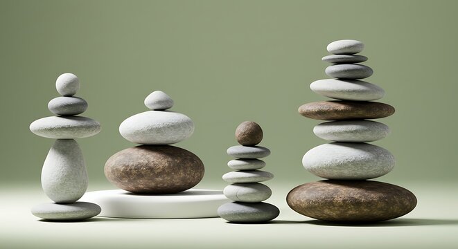 Stacked stones balancing serene composition nature abstract concept