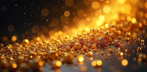 Golden Cascade of Tiny Objects Abundant Texture for Luxury, Wealth, and Success Concepts