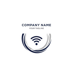 Modern wireless internet connection logo design with company name and tagline.