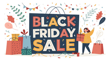 Black friday sale deals and offers on shopping gifts and discounts for holiday season promotional advertising