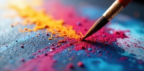 Vibrant Paintbrush Strokes Create Abstract Art Close-Up Dynamic Artistic Expression in Motion