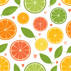Fototapeta premium Seamless Pattern of Colorful Citrus Fruit Slices.