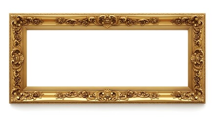 Elegant Golden Frame: A stunning, ornate golden frame, intricate detailing, poised to house a masterpiece.