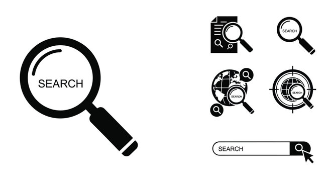 Magnifying glasses and search icons illustrate investigation and data discovery