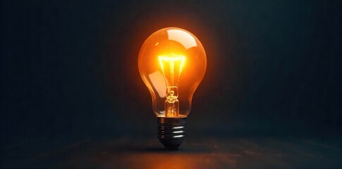 Bright Lightbulb Glowing Intensely on Dark Background Inspiration, Innovation, and New Beginnings