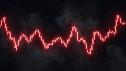 Neon red zigzag light trail on a dark background, abstract waveform or data pulse with futuristic glow and contrast - Powered by Adobe