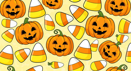 Cute Halloween Wallpaper featuring Pumpkins and Candy Corn for Festive Fall Celebrations