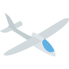 Light Gray Glider Aircraft With Blue Cockpit Window In Isometric Style Isolated On White Background