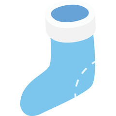 Light Blue Christmas Stocking With White Trim And Stitched Detail Isolated On A Transparent Background Festive Holiday Object