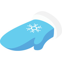 Light Blue Mitten with White Snowflake Icon on Transparent Background