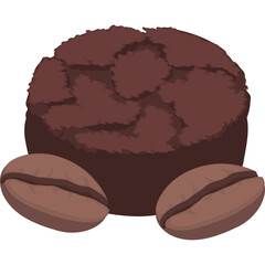 Delicious Chocolate Muffin with Two Coffee Beans Isolated on White Background Studio Shot
