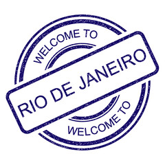 Welcome to Rio de Janeiro, Brazil rubber stamp from RJ Brasil, blue vintage travel stamp on transparent background, vector illustration	