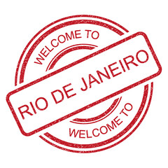 Welcome to Rio de Janeiro, Brazil rubber stamp from RJ Brasil, red vintage travel stamp on transparent background, vector illustration	