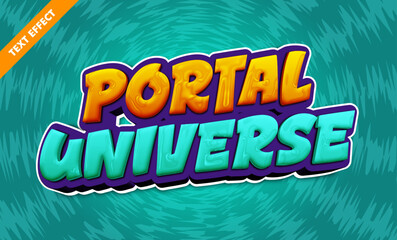 Portal universe editable text effect - bold 3d cartoon sci-fi font, dimension game title design