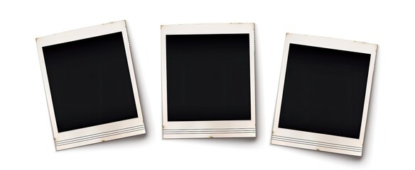 Three old photo prints lying flat for adding images for memory, history use