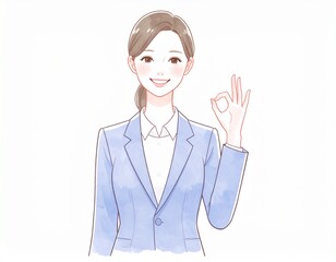 OKサインをしている笑顔の女性