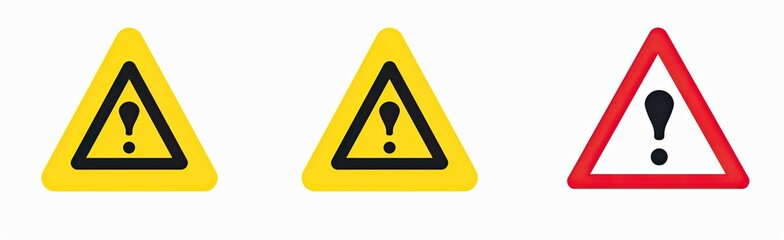 Warning Sign Series Isolated, Used for Safety or Attention, on White Background