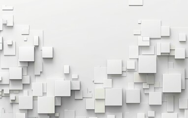 White Cubes Ascending on a Plane. Digital Art for Technology, Science Background