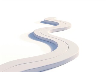 White curved road to nowhere against a plain background, for concept illustration