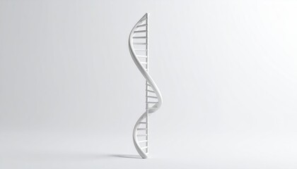 White DNA Helix Structure on White Background, Scientific Symbolism, Medical use