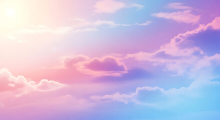 Fototapeta premium A mesmerizing pastel sky with soft clouds in hues of pink, purple, and blue, creating a dreamy and ethereal atmosphere, perfect for backgrounds, wallpapers, and creative projects with a calming effect