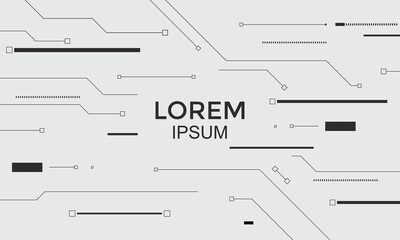 Abstract vector background or template featuring minimal, black and white circuit board lines and digital connection points, giving a clean, futuristic, and high-tech feel