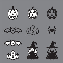 Halloween Clipart Set Bats, Spider, Ghosts, Pumpkin