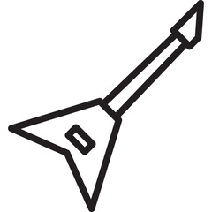 Outline Drawing Of A Electric Guitar With A Transparent Background Used For Music Icons And Graphics