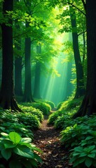 Vibrant Green Forest Foliage Lush Texture Backdrop for Nature, Eco, and Spring Designs