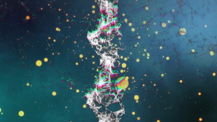 Materializing network pulsing and rotating while emitting glowing spheres to show data flow - Powered by Adobe