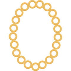Golden Ring Necklace Isolated on White Background with Elegant Opaque Circular Pendant Design and Shiny Metallic Finish