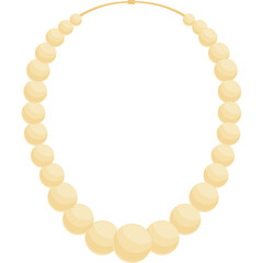 A Classic Strand of Irregularly Sized Cream Colored Pearls Forms a Necklace on a Transparent Background