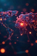 Global Network Connectivity Glowing Nodes in a Complex Web of Digital Interaction