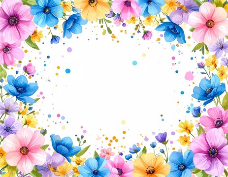Elegant Watercolor Floral Frame for Greeting Cards and Invitations
