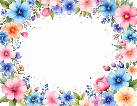 Elegant Watercolor Floral Frame for Greeting Cards and Invitations