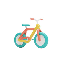 Colorful 3D Bicycle Unique Stylish Playful Minimalist Icon Isolated on Transparent Background
